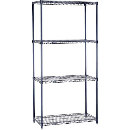 Nexel Nexelon Wire Shelving, Blue Epoxy, 36W X 24D X 63H 24366N